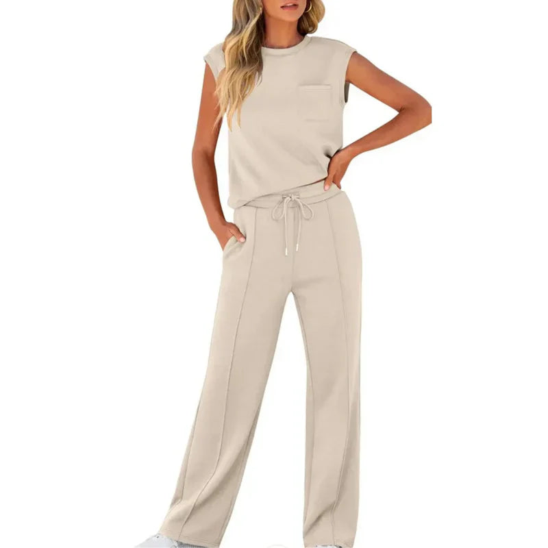 Pestana | Sleeveless Top Wide Leg Pants Set