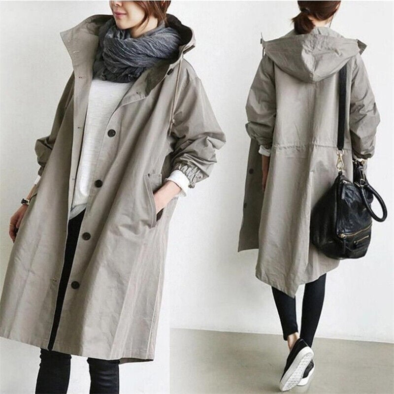 Shauna | Long Hooded Coat With Button Front