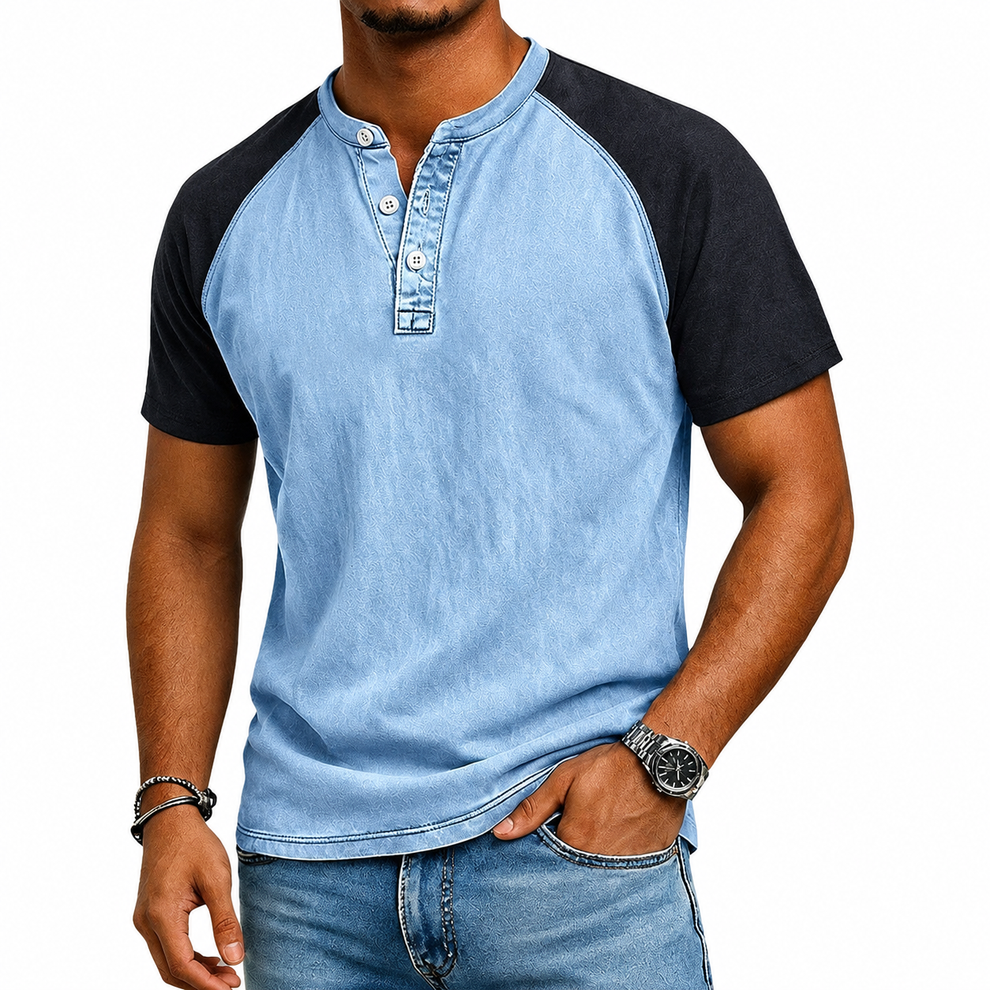 Roeland | Henley T-Shirt with Two-Tone Raglan Sleeves