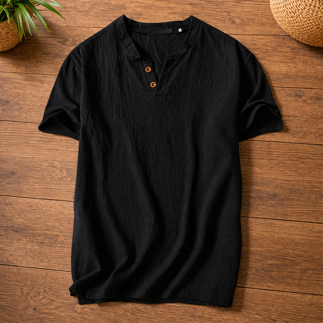 Freddoe - Short Sleeve Shirt Notch Neck Button