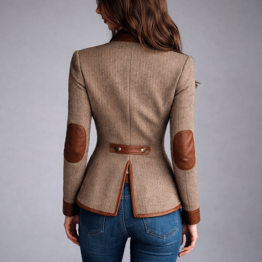 Yvanna | Long Sleeve Button-Front Tweed Jacket