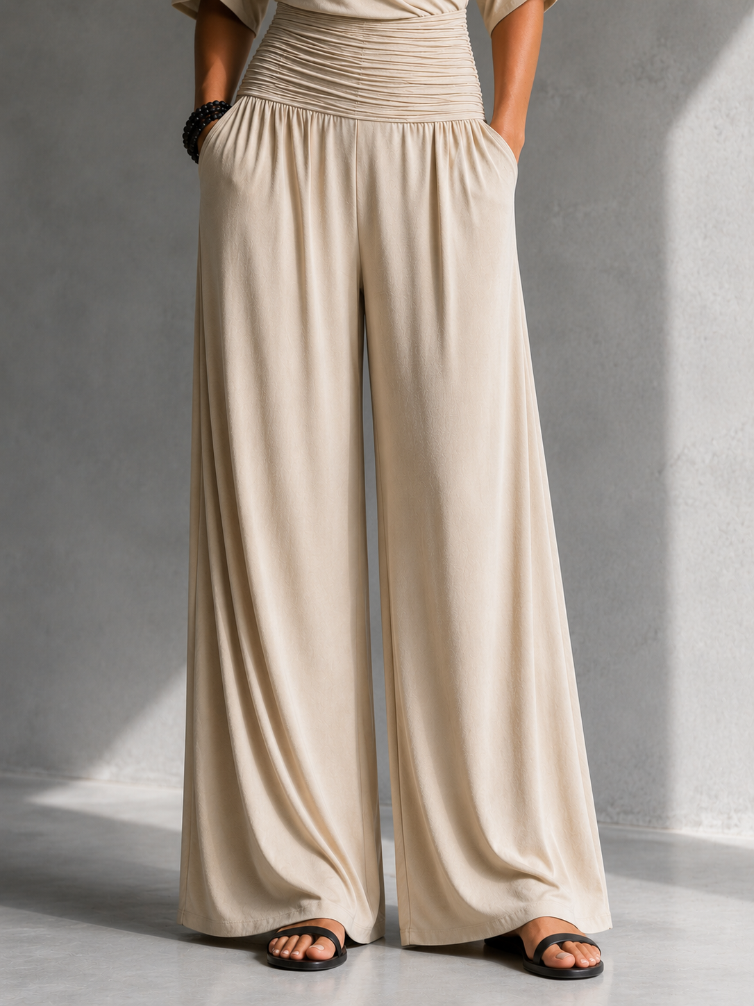 Greene | Jumpsuit Wrap Front Cold Shoulder Wide Leg