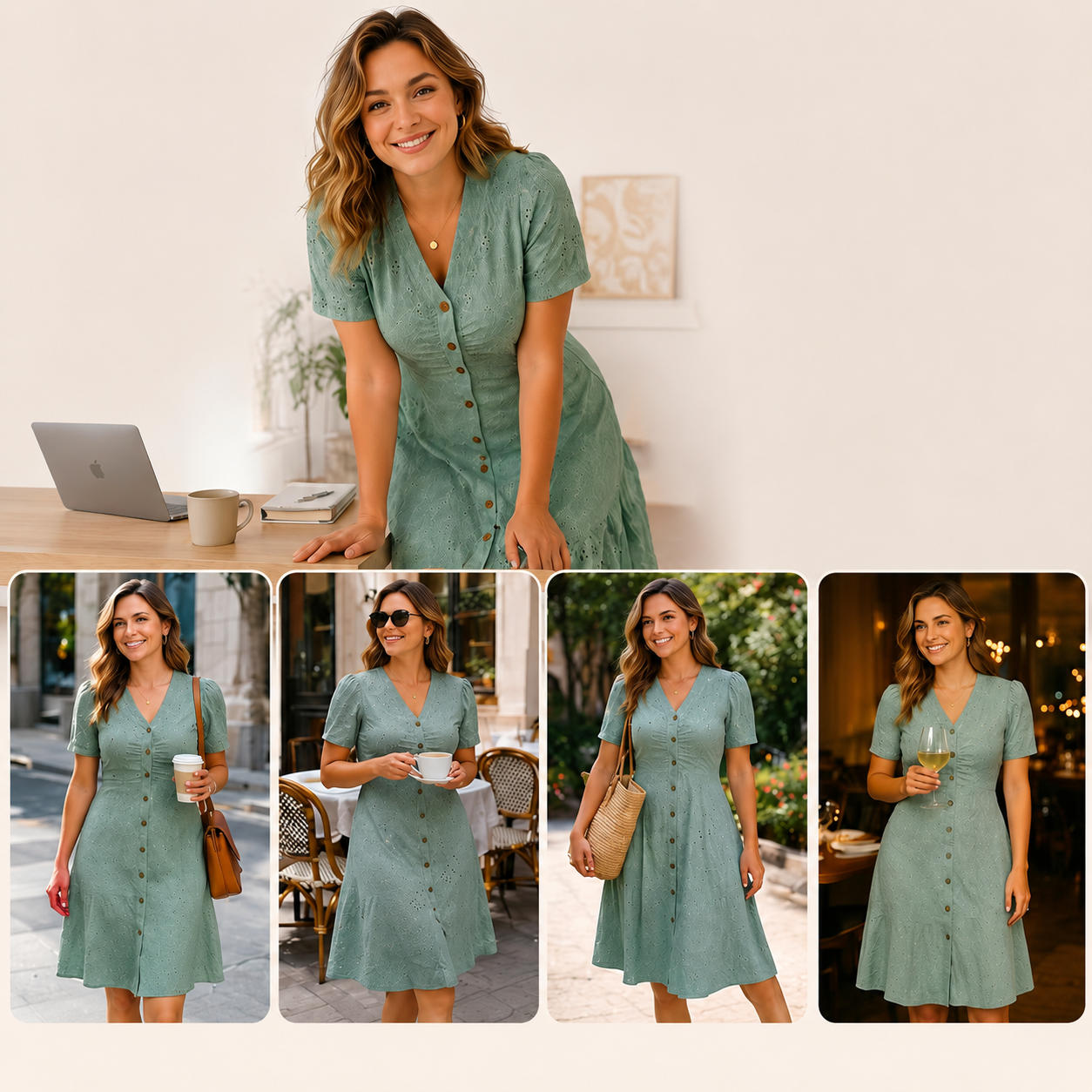 Stellah | Puff Sleeve Midi Dress