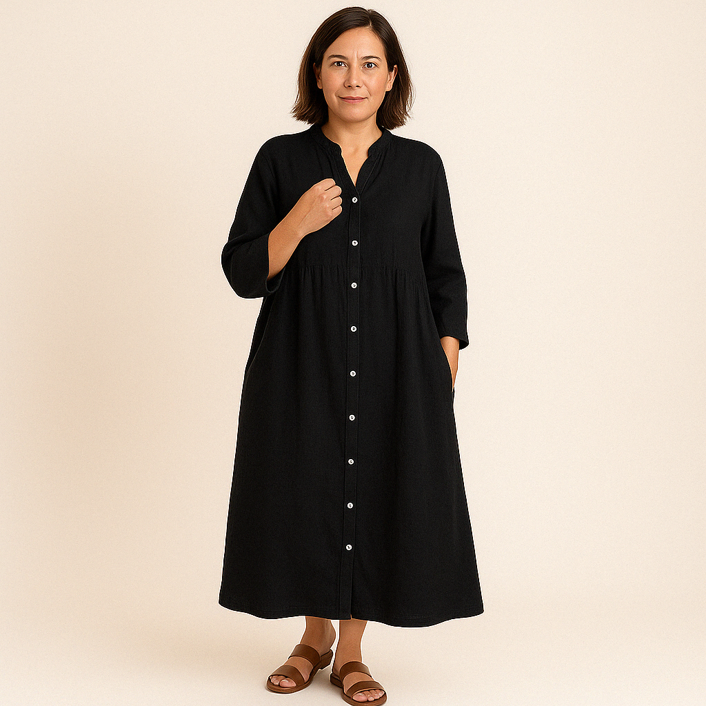 Johana | Button Front Collared Midi Shirt Dress