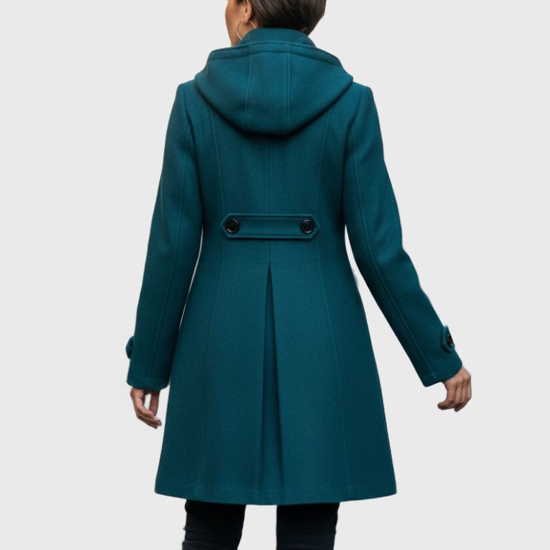 Mariel | Hooded Double-Breasted A-Line Coat With Pockets