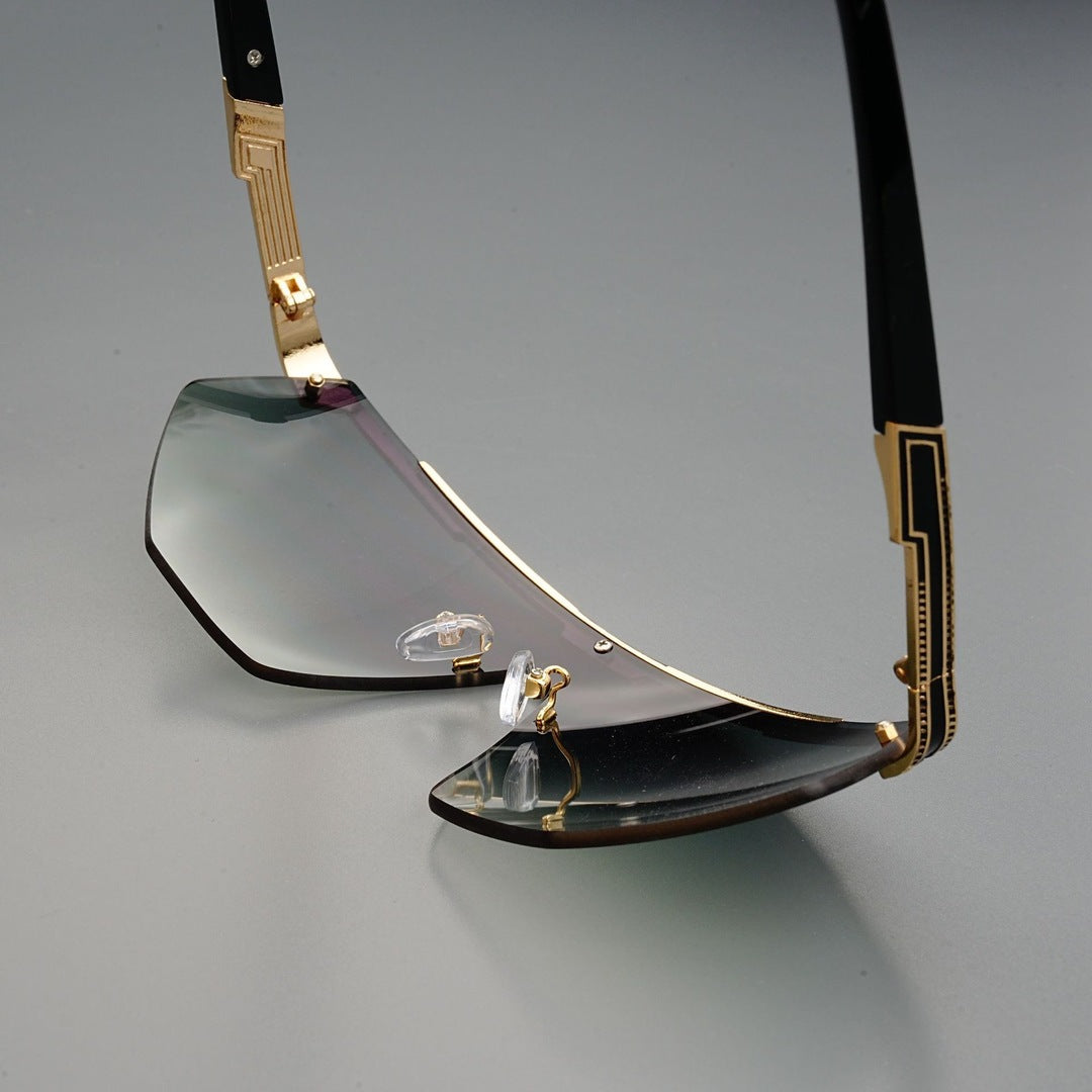 GlareVibe - Rimless Sunglasses Irregular Tinted Lens