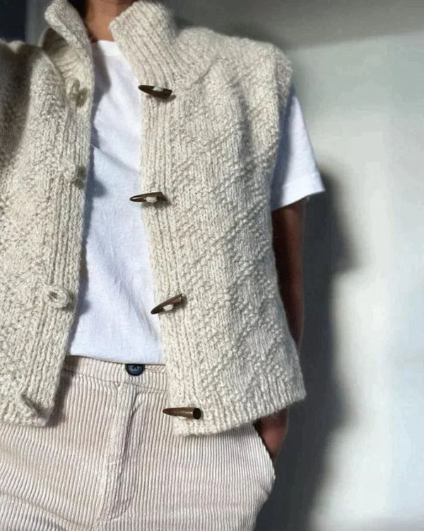Eliane | Sleeveless Knitted Cardigan with Toggle Fastenings