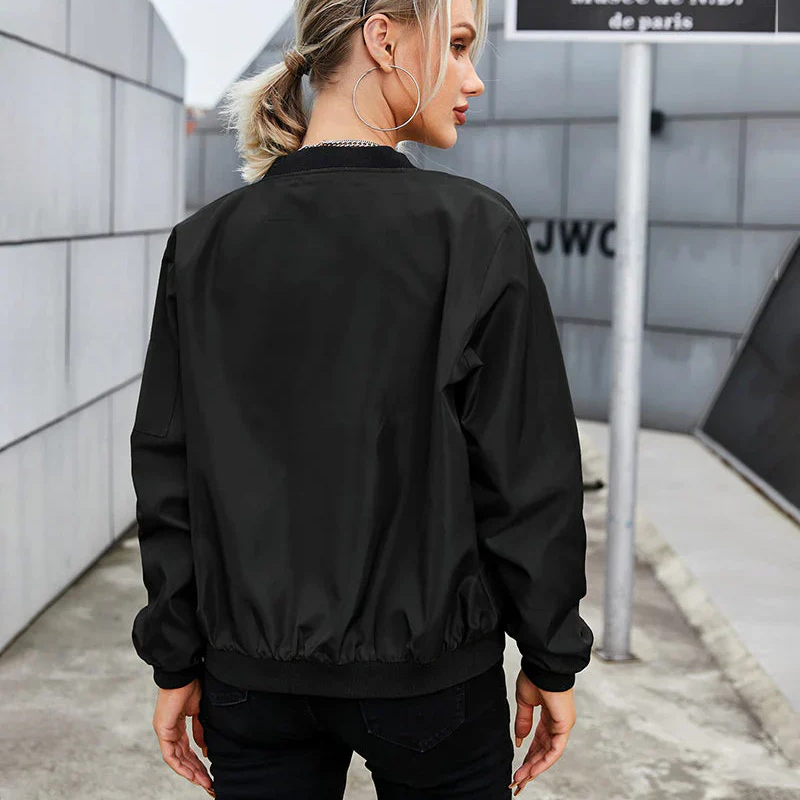 Liliinida | Long Sleeve Bomber Jacket with Zipper