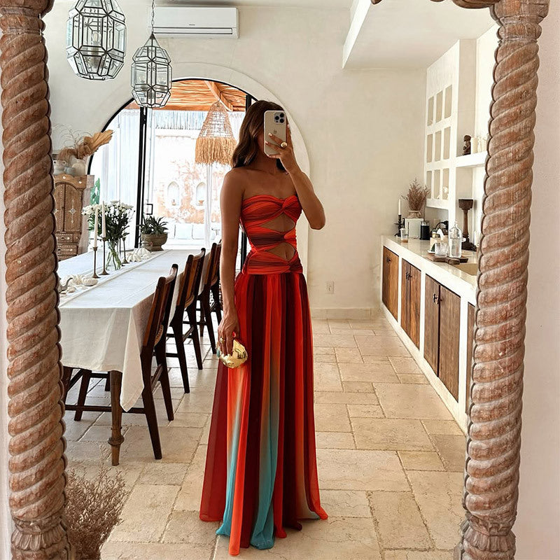 Edeltraud | Strapless Ombre Cut-Out Maxi Dress