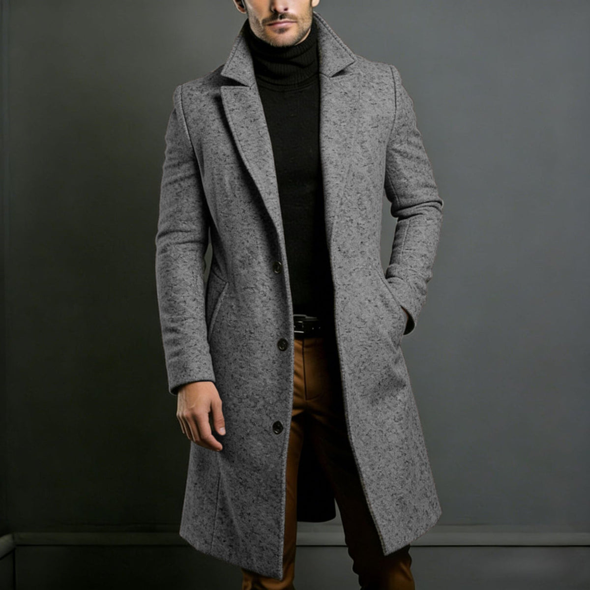 Grahame | Longline Coat with Notched Lapels