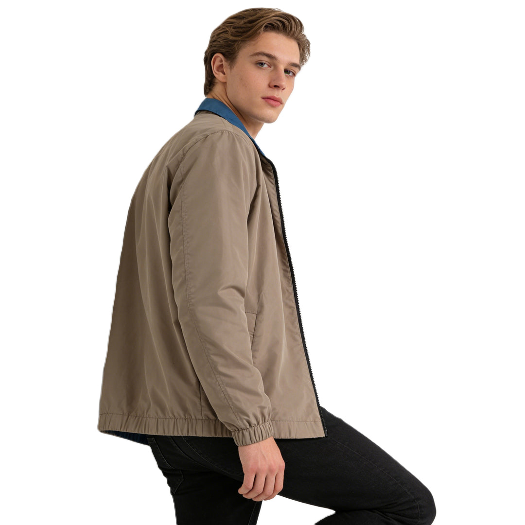 Donald | Jacket Black Zip Front Red Collar