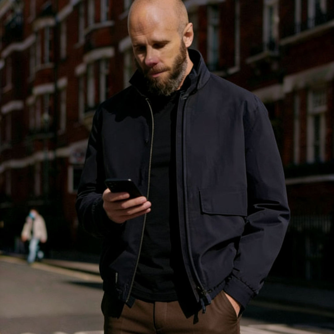 Darryl | Jacket Navy Collared Zip Front Pockets