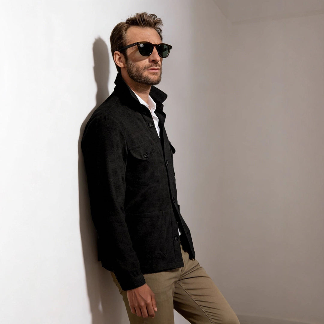Jenkins | Jacket Black Button Front Chest Pockets