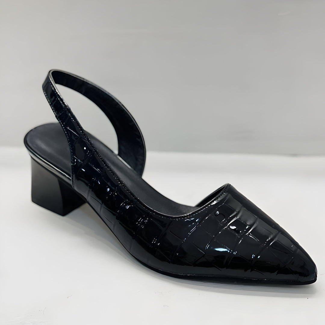 Jayla | Black Pointed Toe Slingback Heels