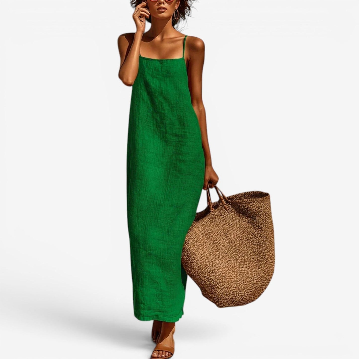 Sadia | Sleeveless Straight Maxi Slip Dress