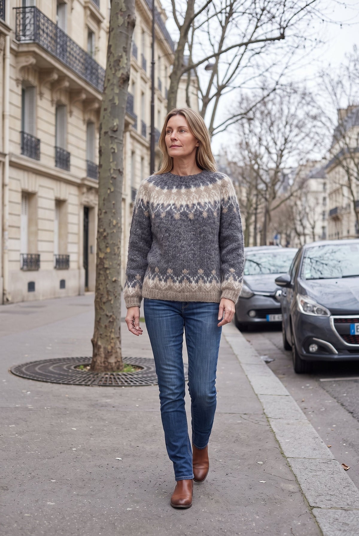 Alisha | Sweater With Fair Isle Pattern and Ribbing