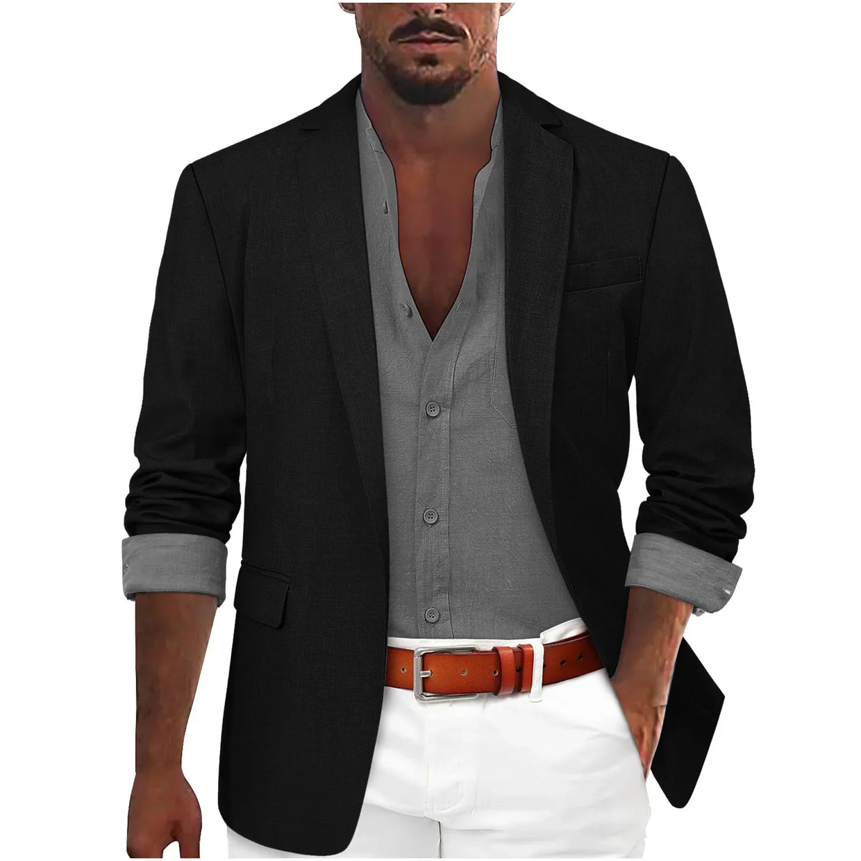Alanzoka | Tailored Notch Lapel Single Button Blazer