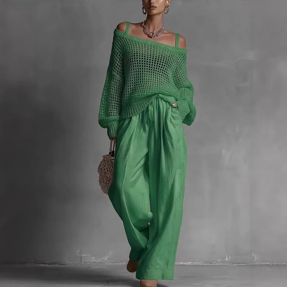 Adriani | Two Piece Knit Top And Trousers Set