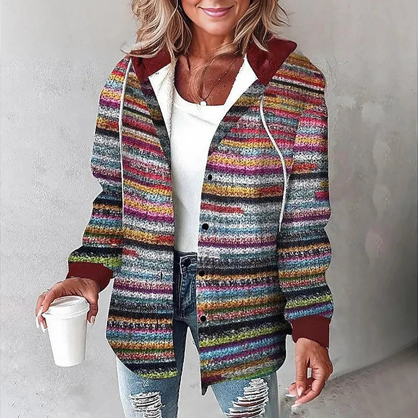 Katherina | Hooded Long Sleeve Plaid Shirt Jacket