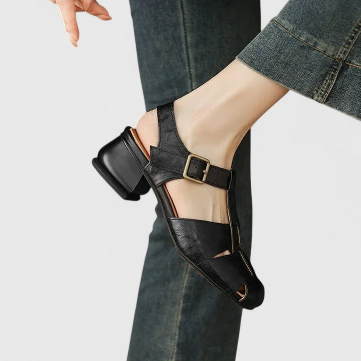 Kathy | Closed Toe T Strap Buckle Sandal