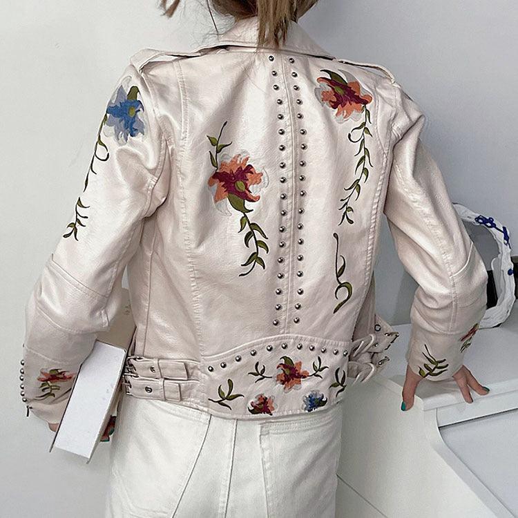 Kymber | Floral Embroidered Biker Jacket