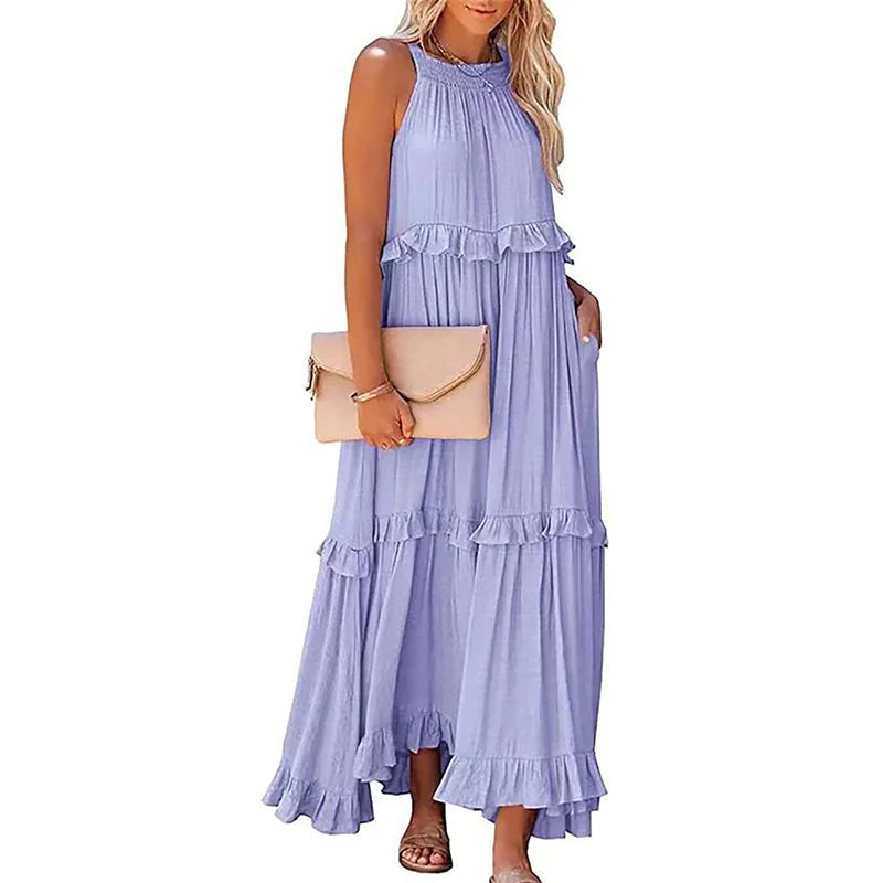 Munalisa | Sleeveless Ruffle Tiered Maxi Dress