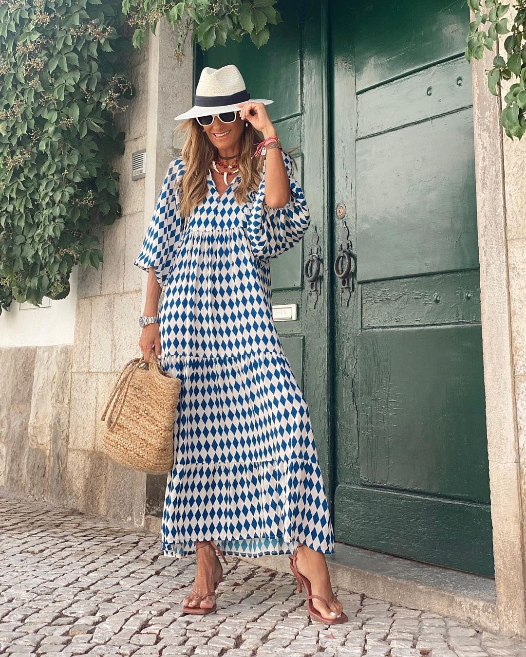 Tessa | Maxi Dress Geometric Print V-Neck