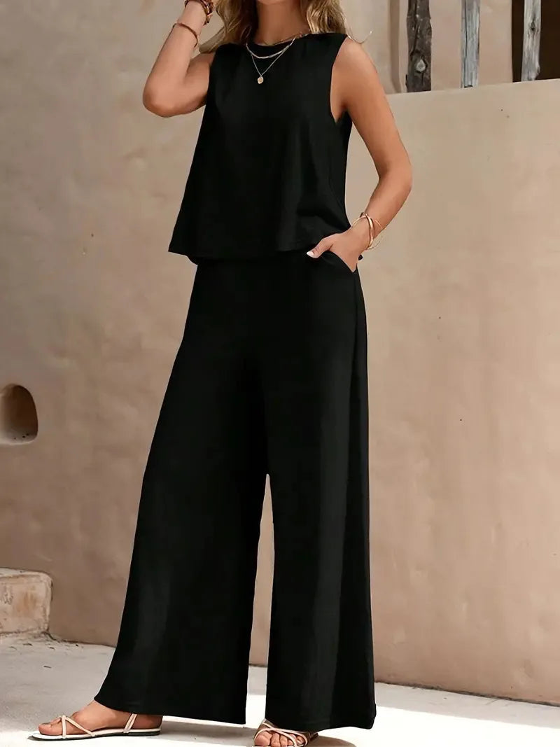 Dollie | Sleeveless Wide Leg Pant Set