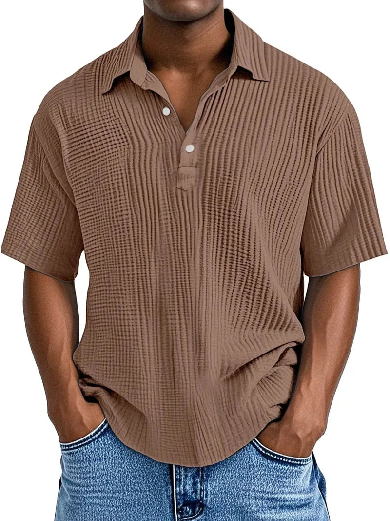Hauser | Short Sleeve Textured Polo Shirt