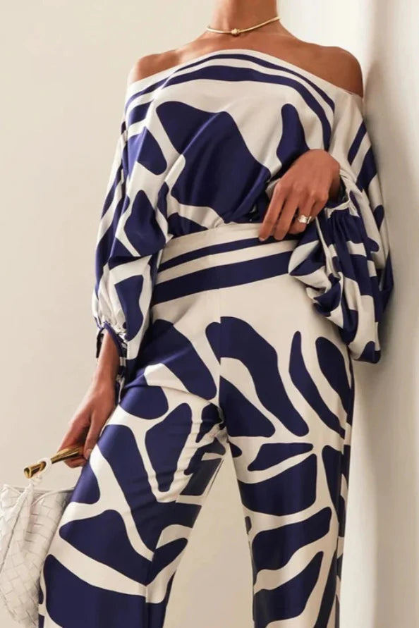 Florine | Two Piece Printed Wide Leg Pant Set