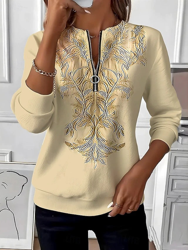 Alvilda | Half Zip Embroidered Pullover Sweater