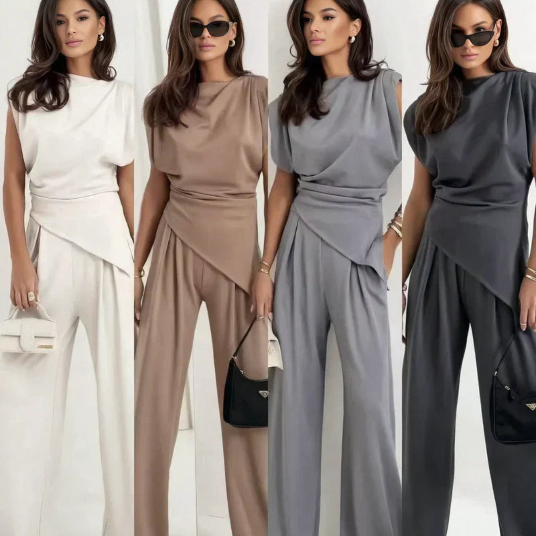 Sonia | Sleeveless Draped Wide Leg Jumpsuit