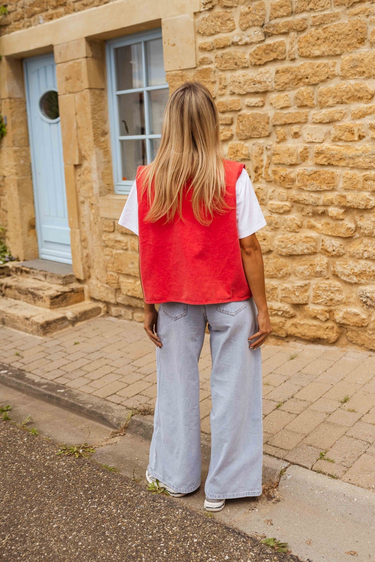 Ellinor | Button Front Coral Sleeveless Knit Vest