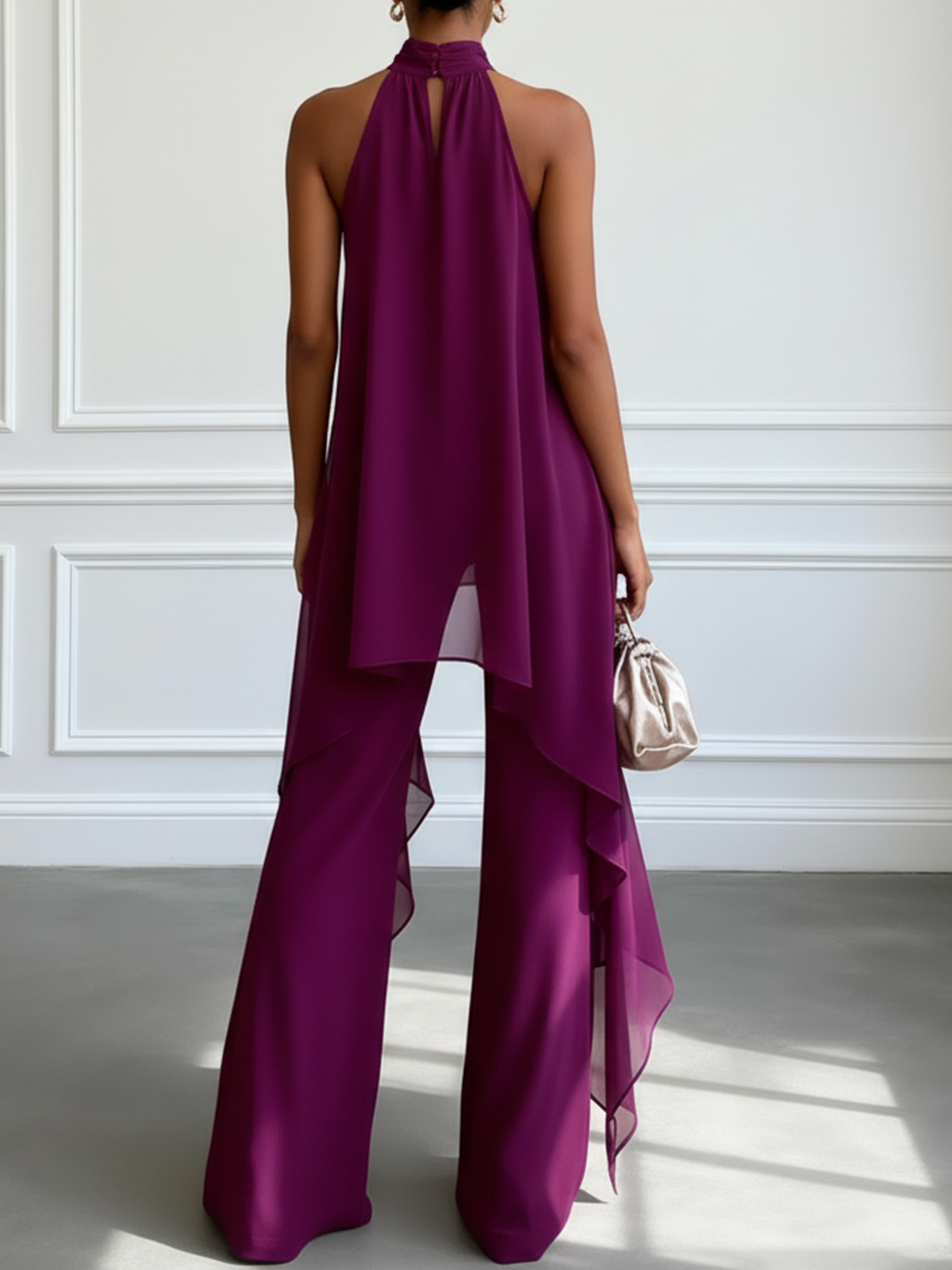 Victtoria | Two Piece Purple Halter Pants Set