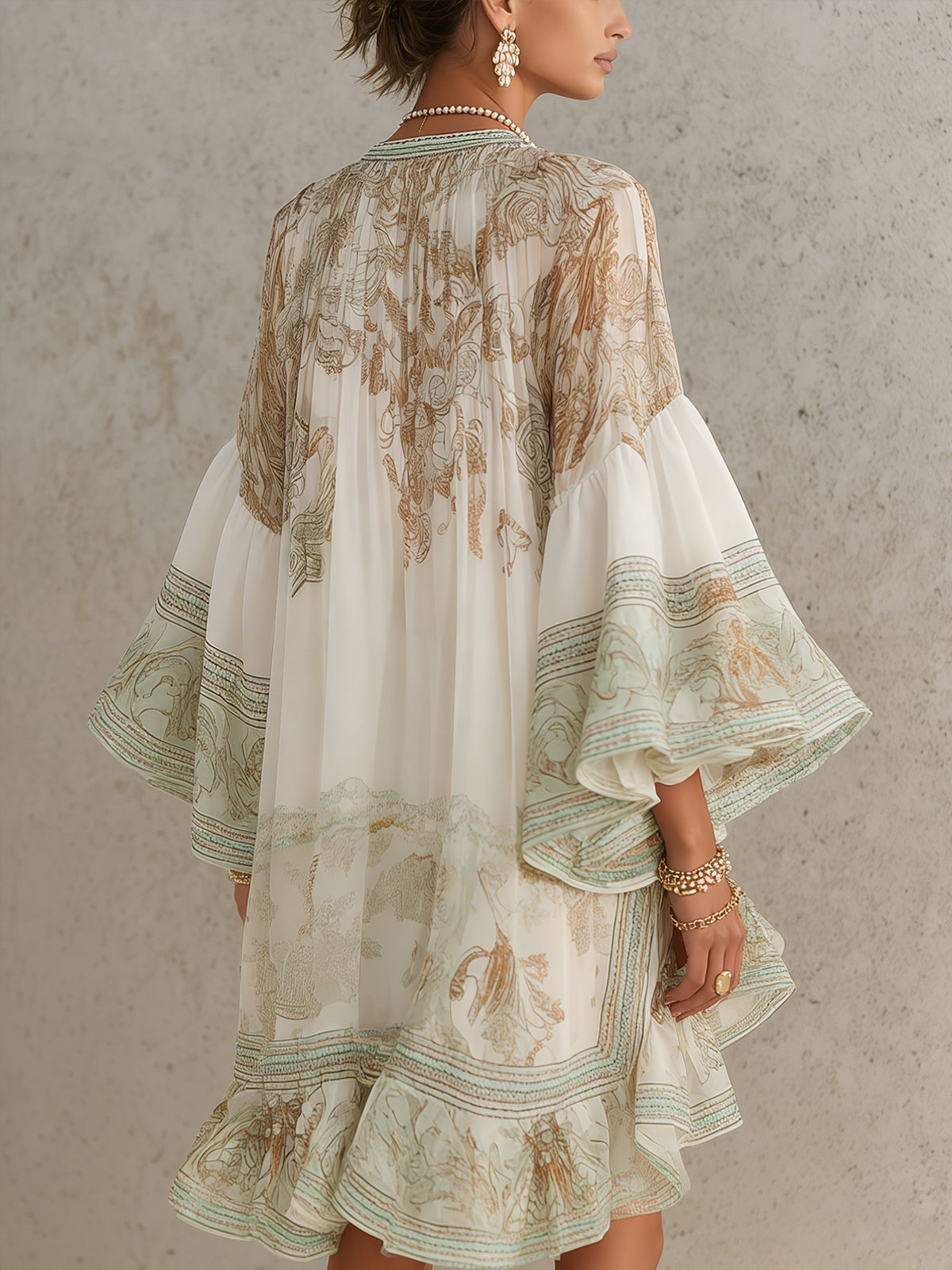 Reba | Floral Print High Neck Smock Dress
