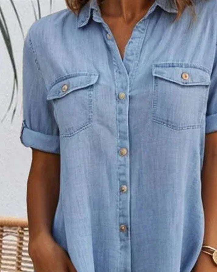 Sveta | Shirt Dress Short Sleeve Denim-Style