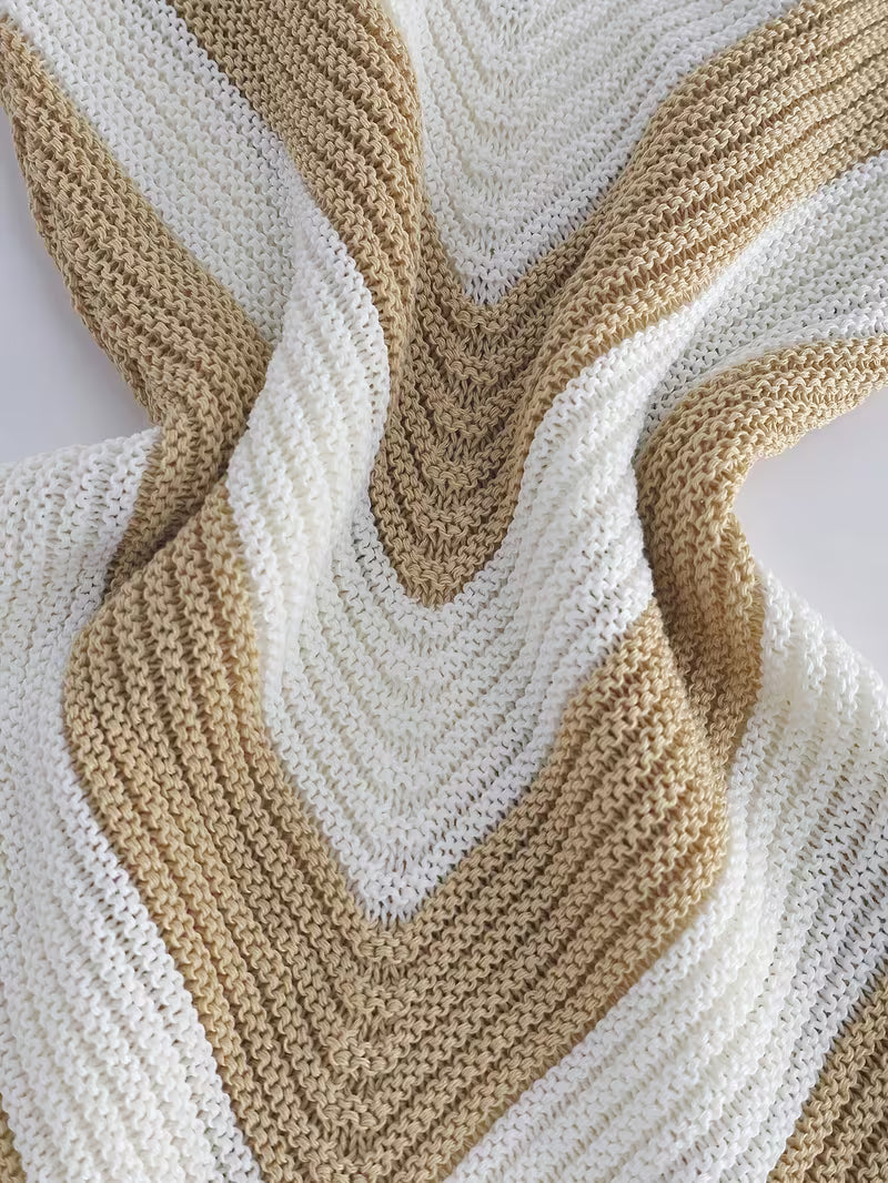 Foley | Sleeveless Chevron V-Neck Knitted Dress