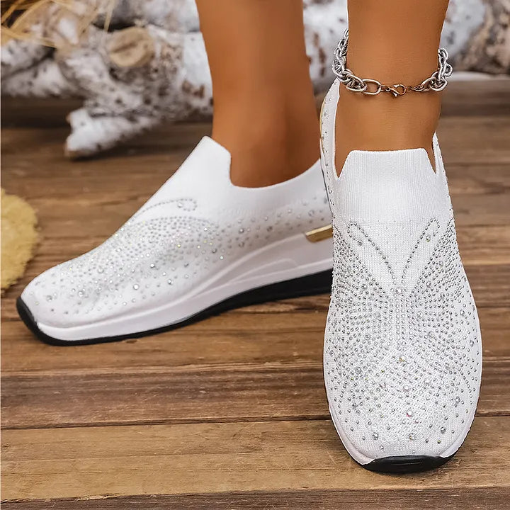 Josia | Slip On Rhinestone Platform Sneakers