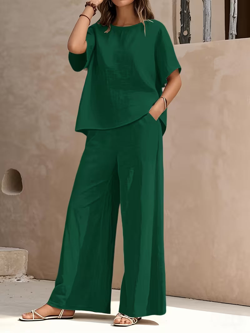 Josy | Trouser Set with Short Sleeve Relaxed Top