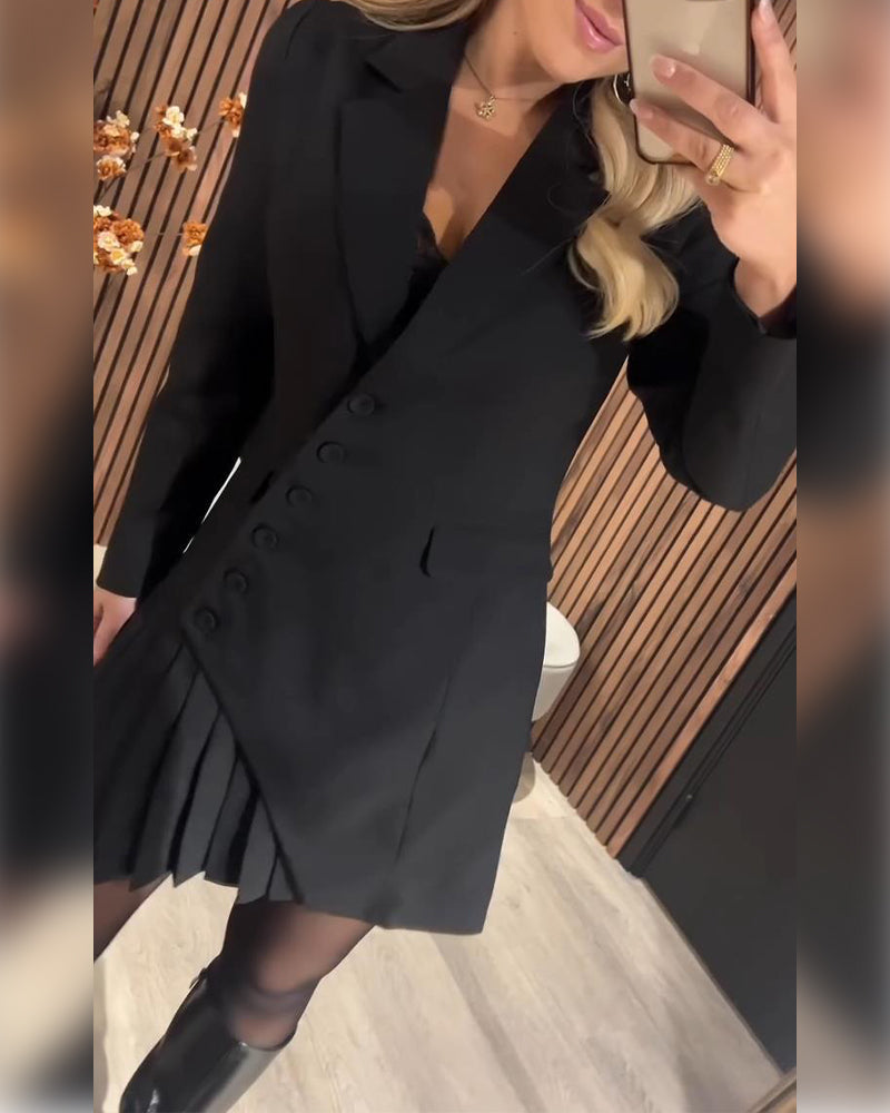Nylani | Long Sleeve Pleated Blazer Dress