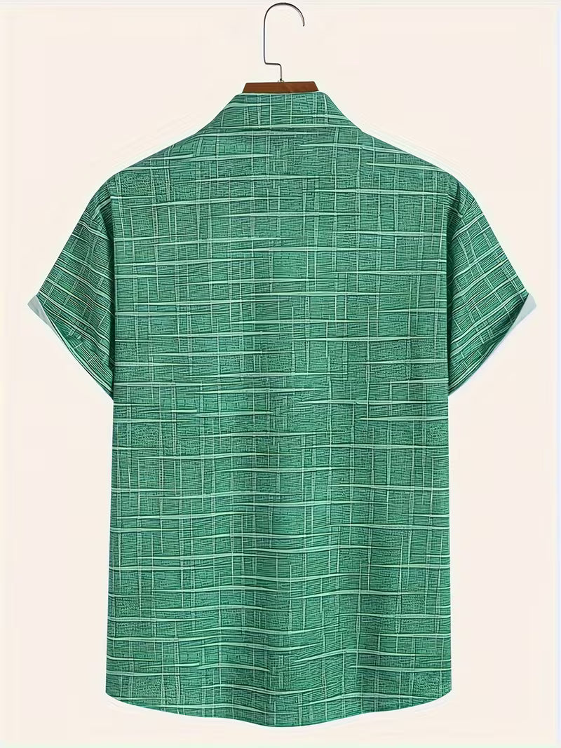 Jerrick - Short Sleeve Geometric Print Button Shirt