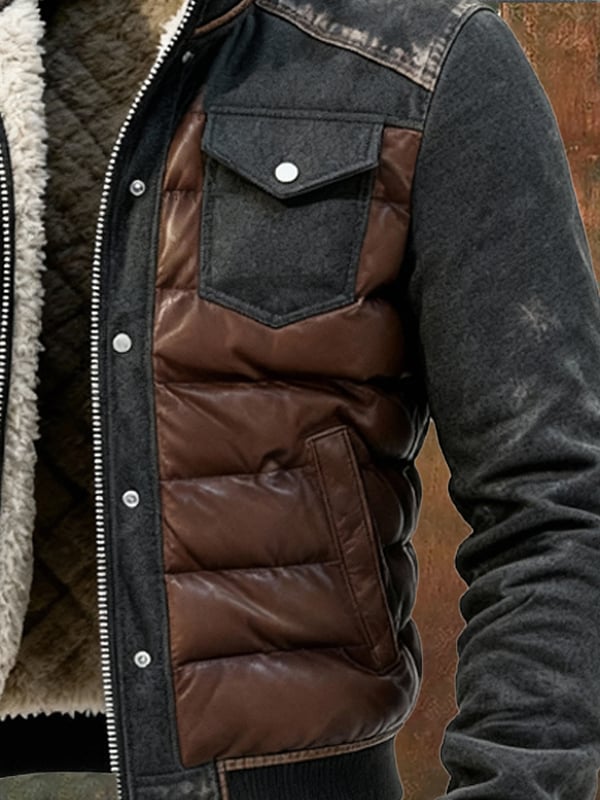 Esposito | Quilted Zip Front Patchwork Jacket