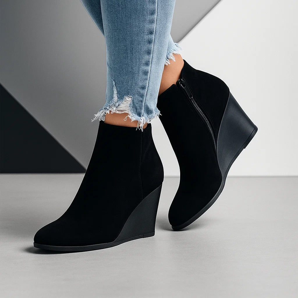 Celina | Ankle Boots With Wedge Heel and Zipper