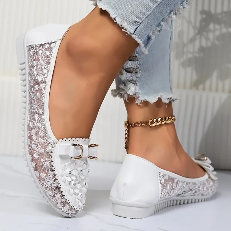 Brielle | Floral Lace Mesh Ballet Flats