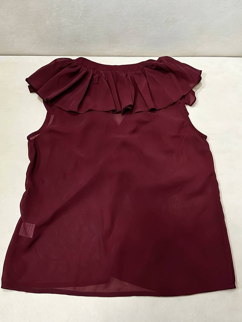 Satori | Sleeveless Ruffle V-Neck Chiffon Top