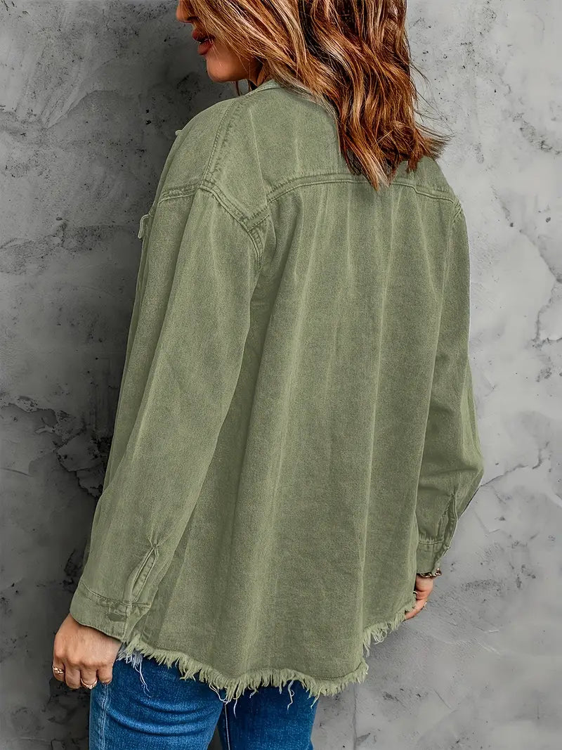 Malika | Denim Jacket with Long Sleeves and Pockets