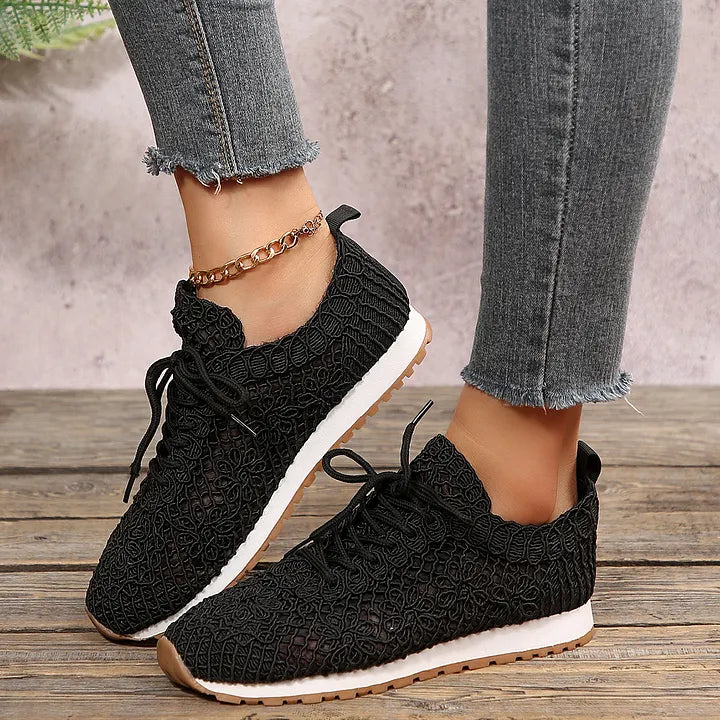 Susannah - Knitted Lace Up Breathable Sneakers