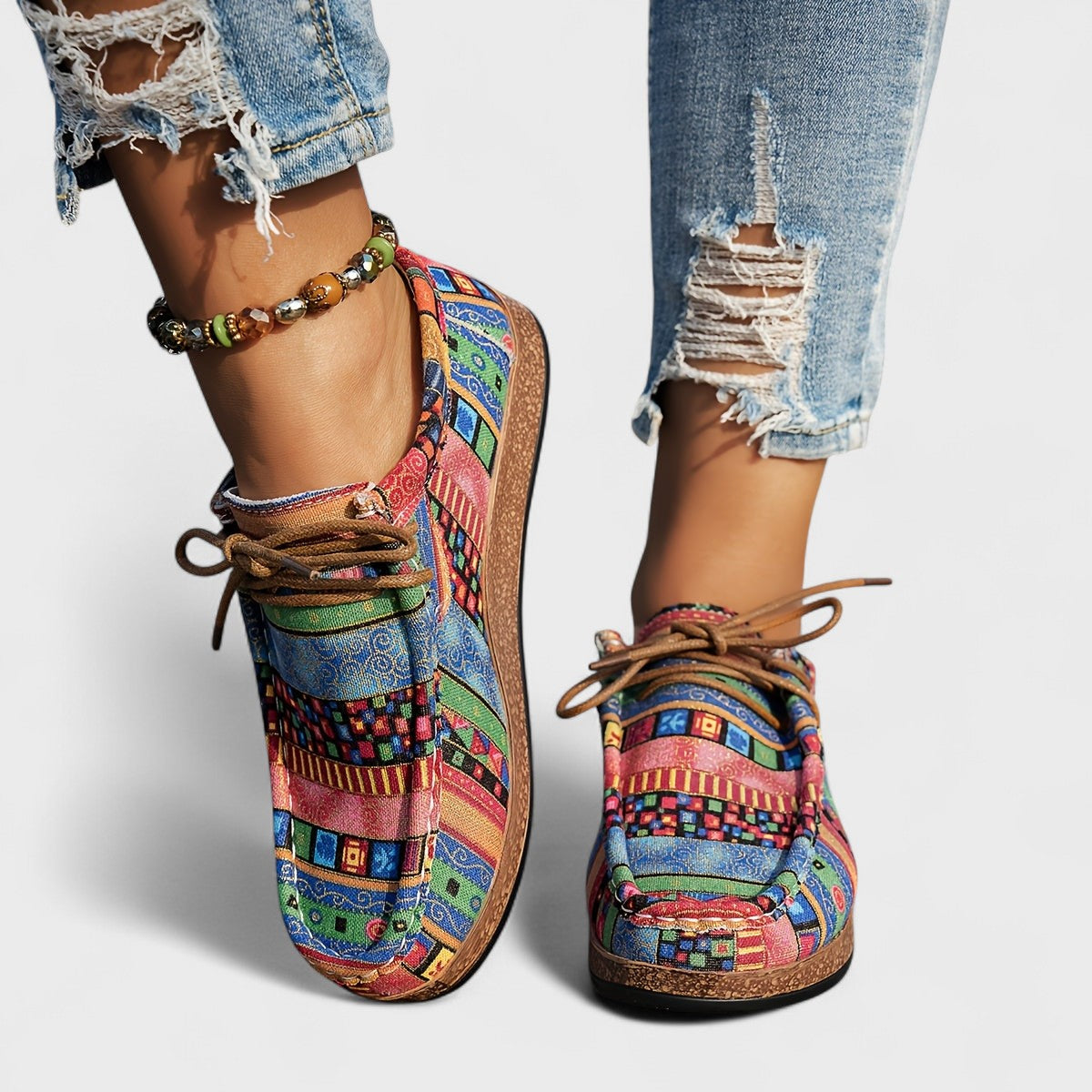 Munyika | Patterned Lace-Up Casual Comfort Shoes