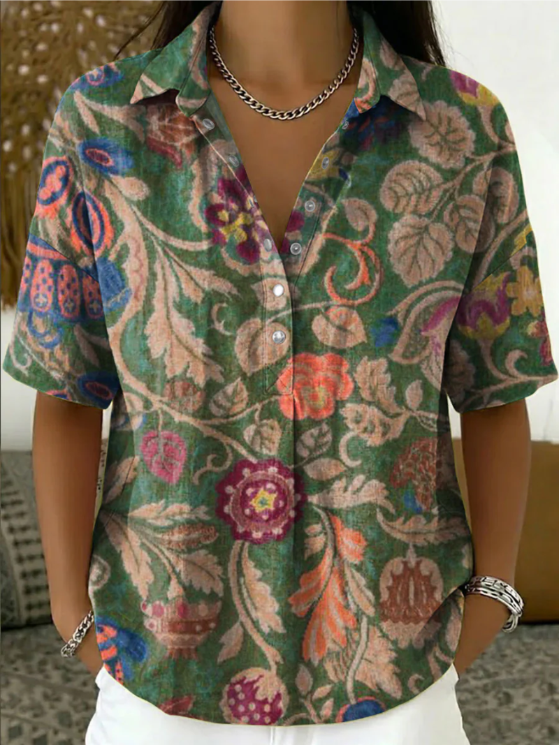 Aksinia | Floral Short Sleeve Button Shirt