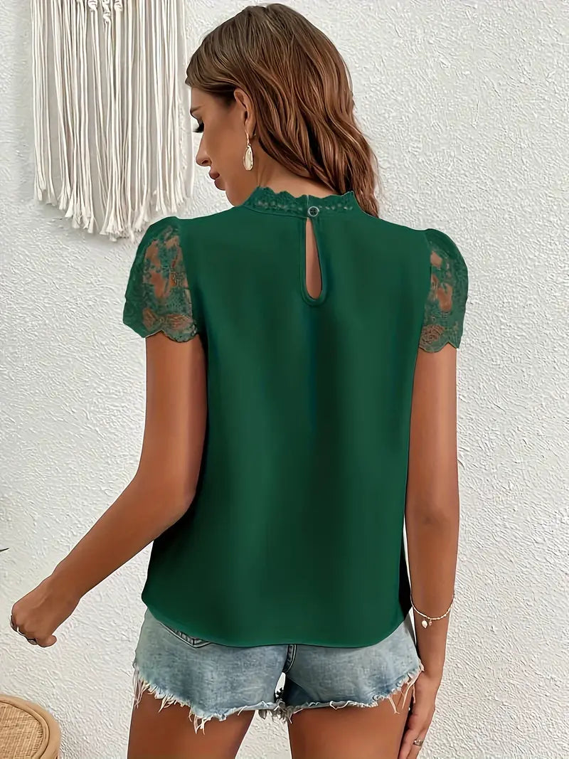 Anneliese | Blouse Lace Sleeve Keyhole Neck